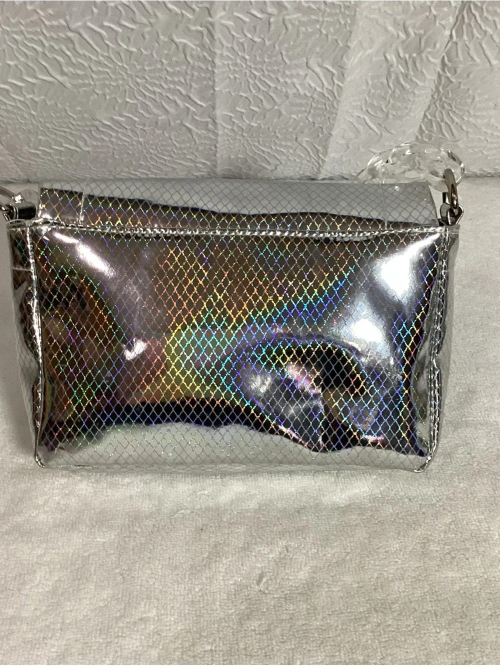 Disney Store Silver Reflective FROZEN Elsa Shoulder Bag EUC Holographic Cute